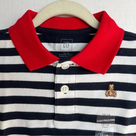 🩷Baby Gap, Short Sleeve Stripe Polo Shirt. Size: 12-18 months. NWT - Picture 9 of 11